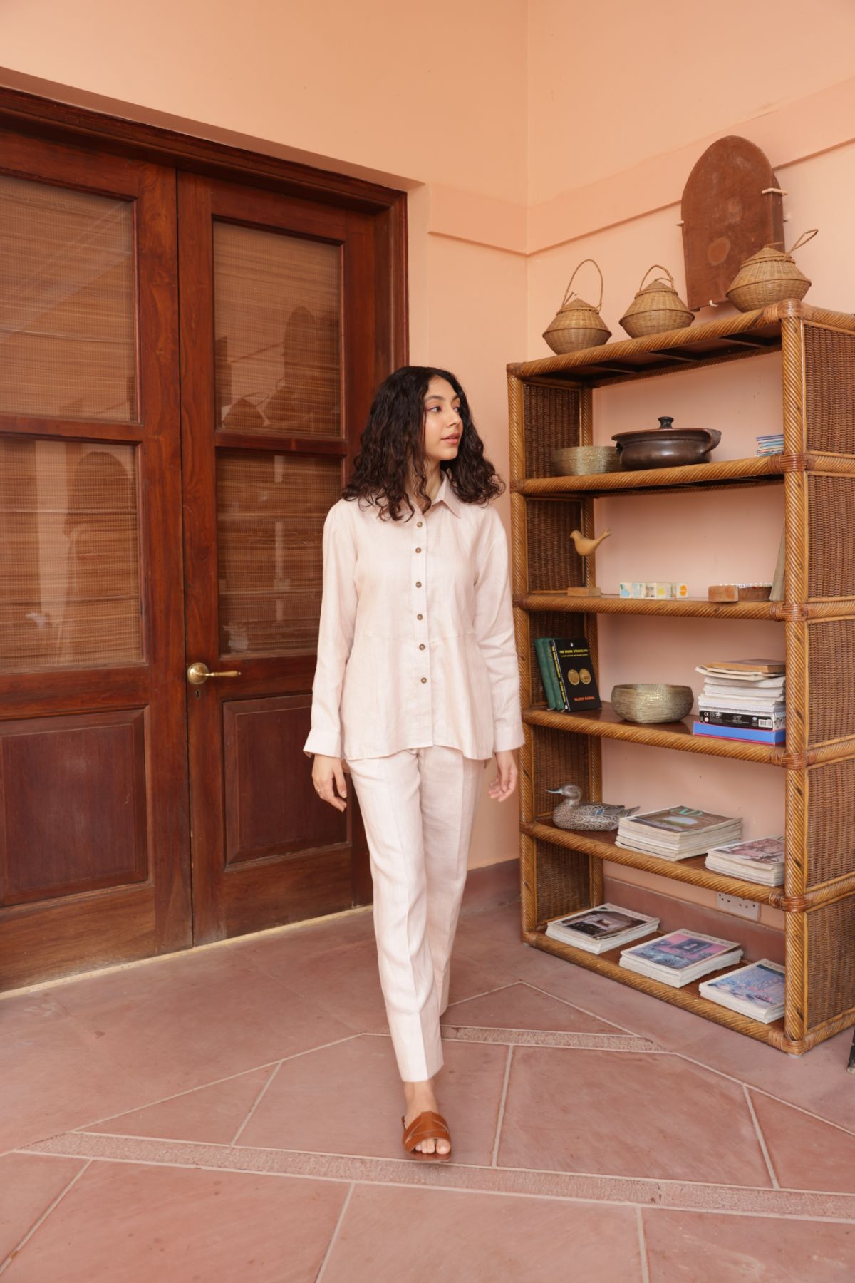 100% Hemp Straight Pants - Beige