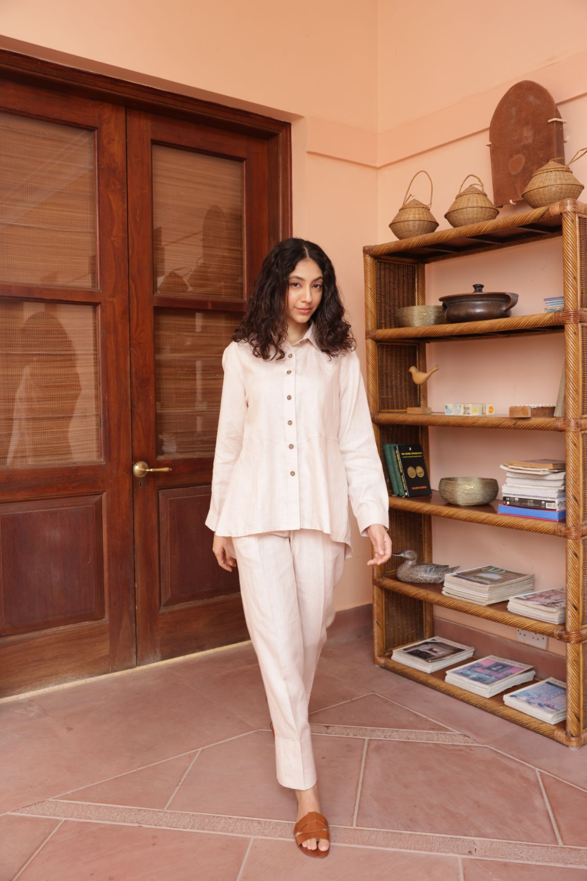 100% Hemp Straight Pants - Beige