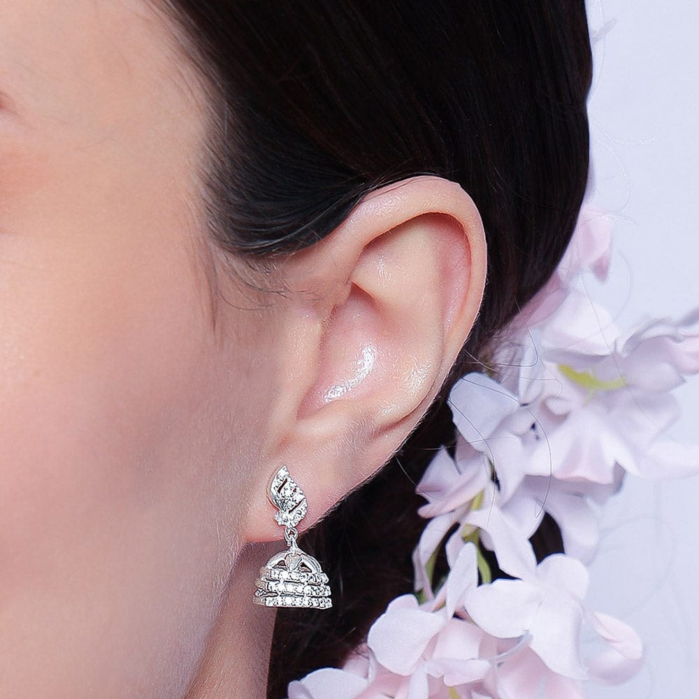 92.5 silver zircon bell shaped earring