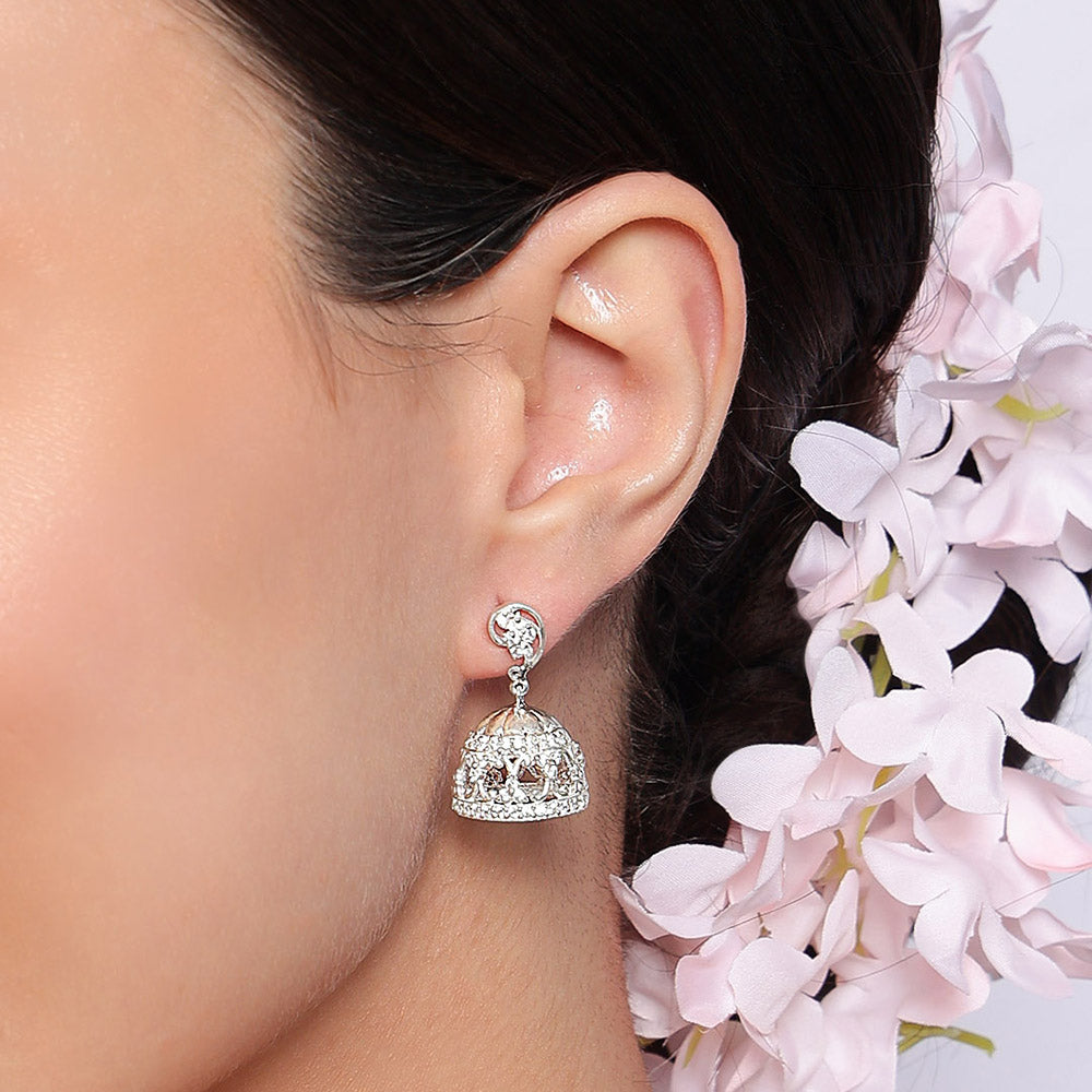92.5 sterling silver zircon pearl earring