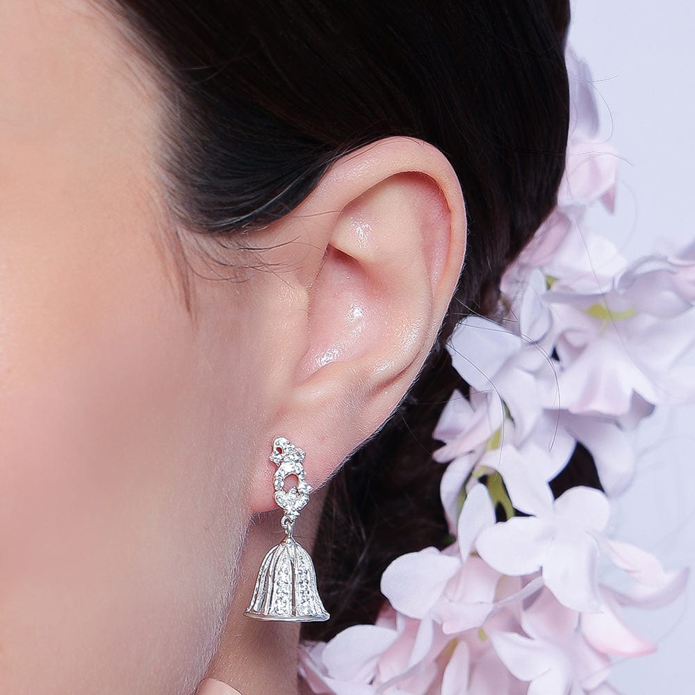 92.5 silver zircon pearl earring