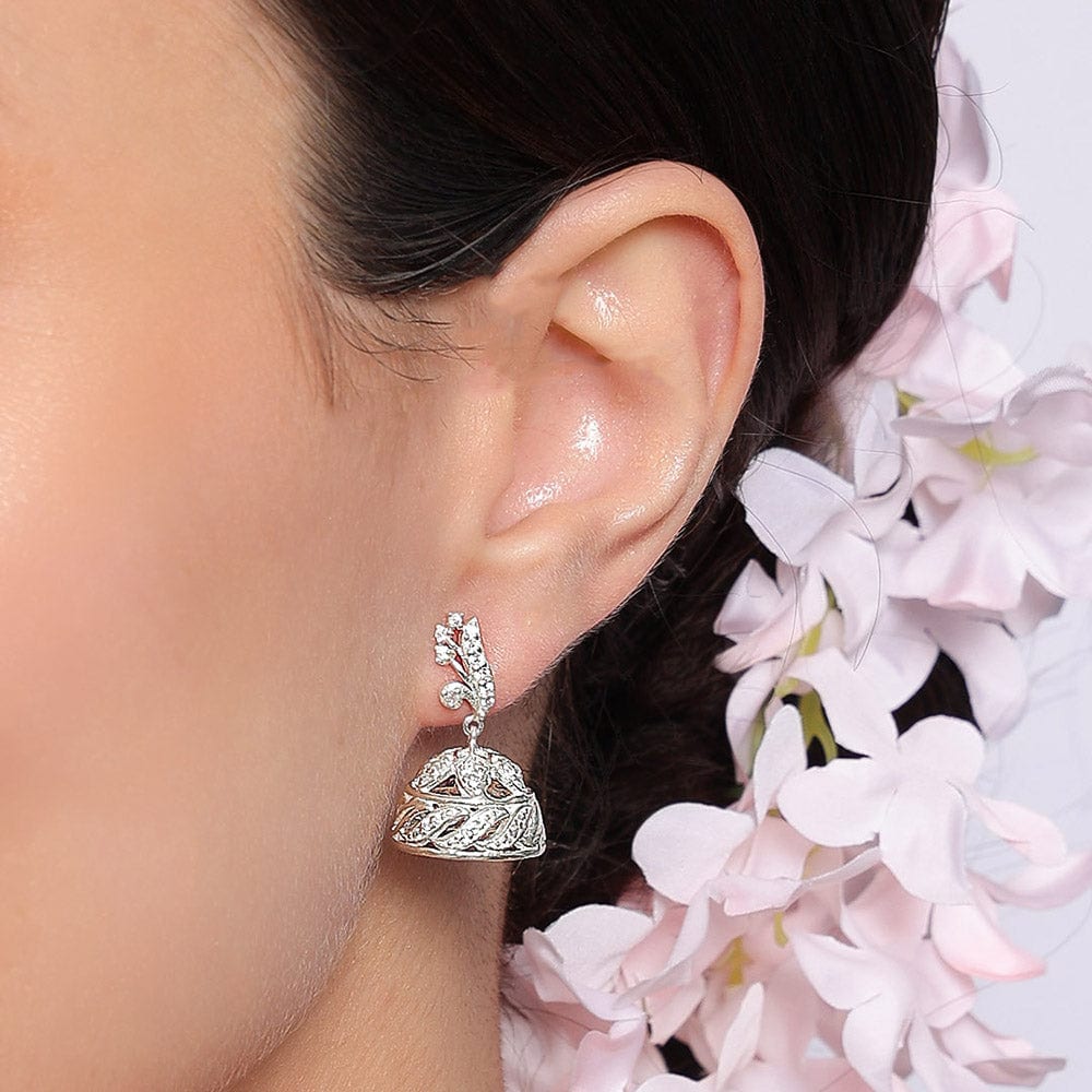 92.5 silver zircon pearl elegant earring