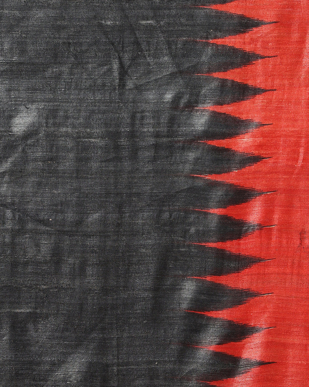 Silkmark Tussar Glowing Blockprint Black & Red Saree