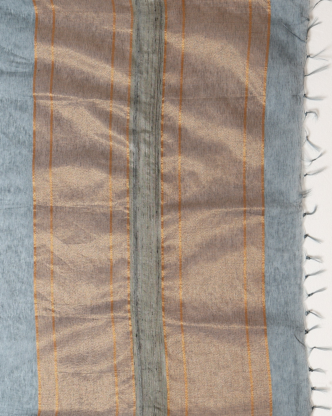 Luminous Pure Eri Tussar Silk Gray Saree