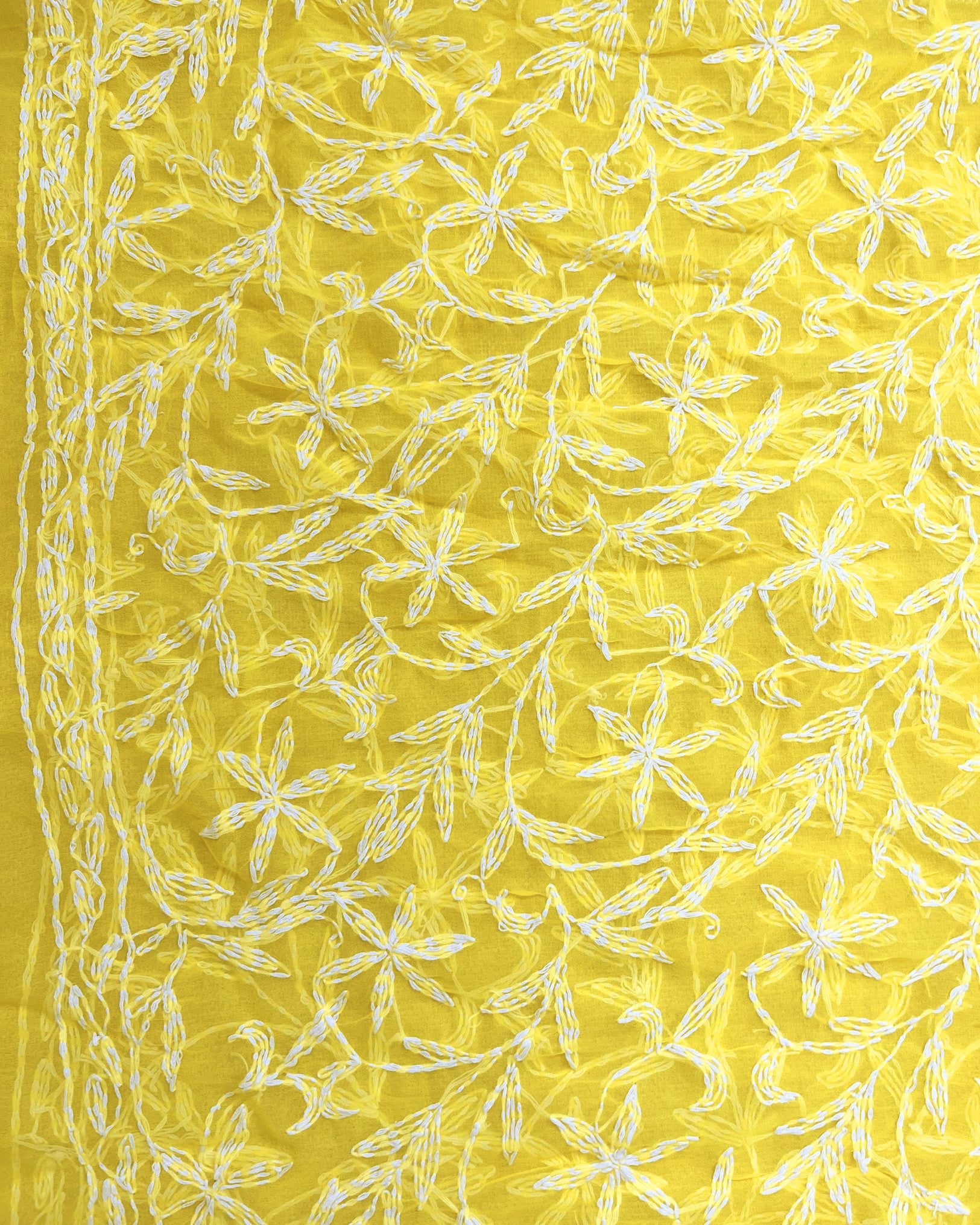 Tepchi Handwork Georgette Work Yellow Saree