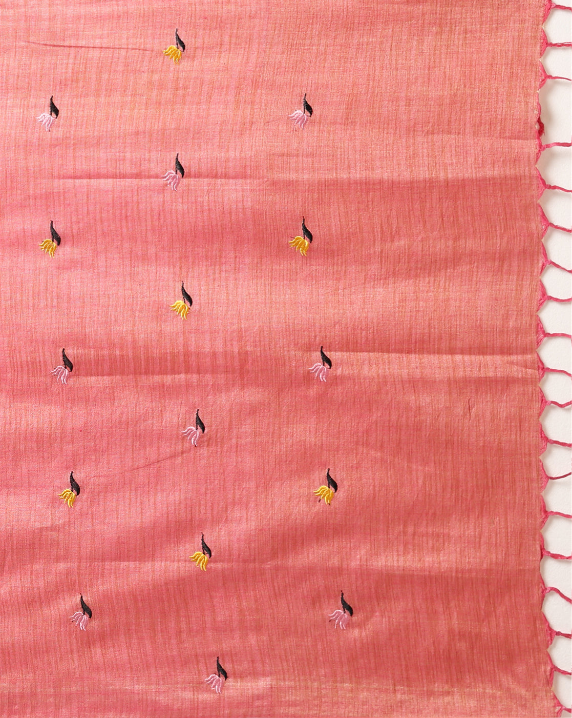 Embroidered Serene Khadi Cotton Peach Suit Piece
