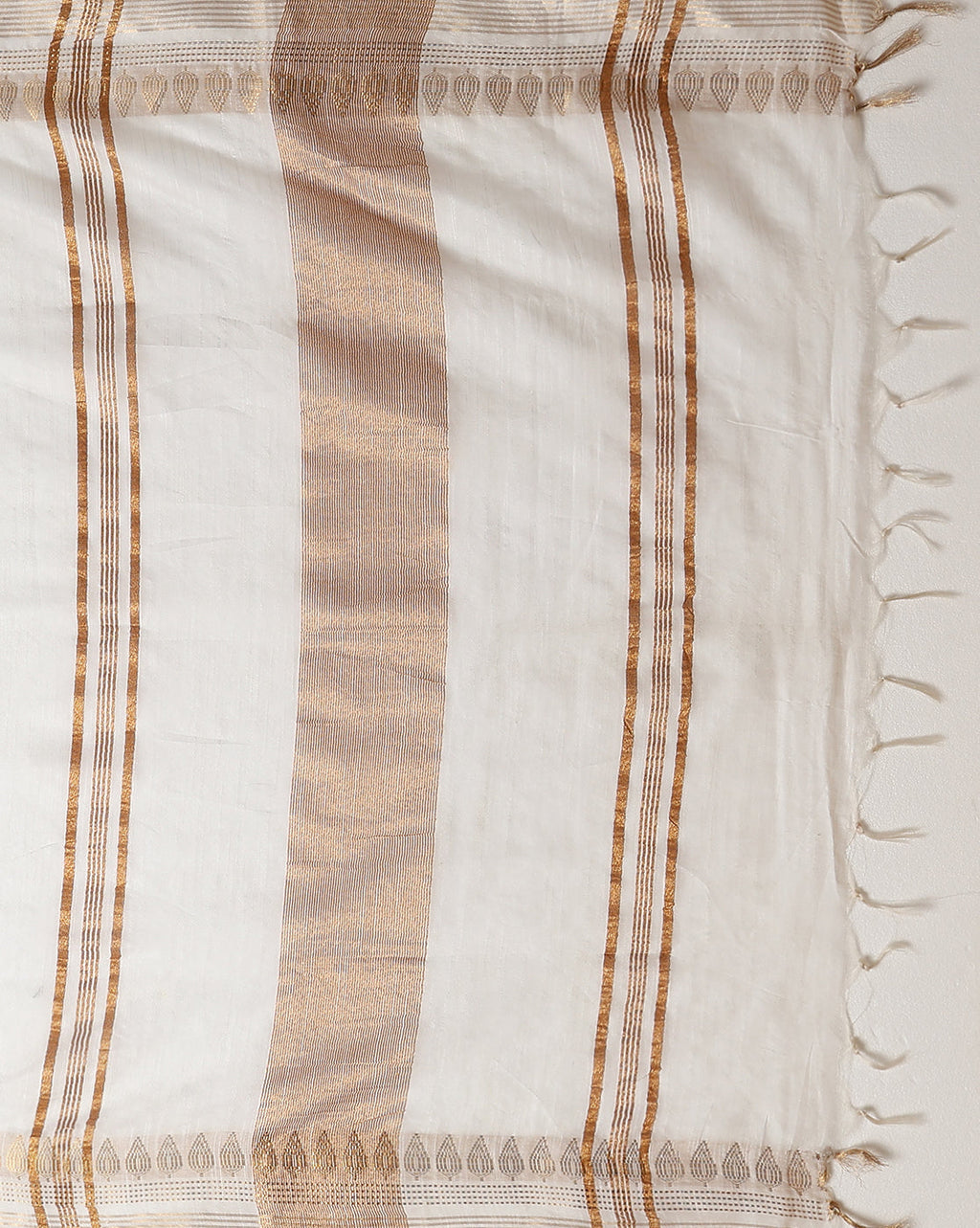 Handcrafted Gleaming Kota Silk White Jacquard Saree