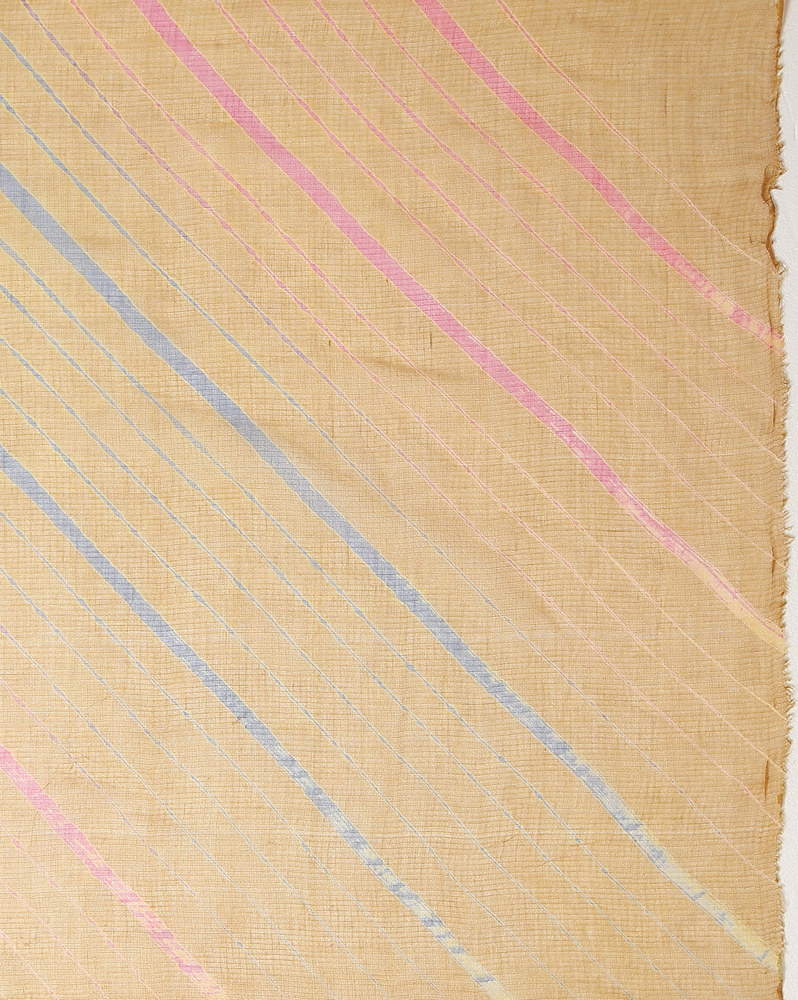 Golden Cotton Kota Doria Mustard Saree Handcrafted