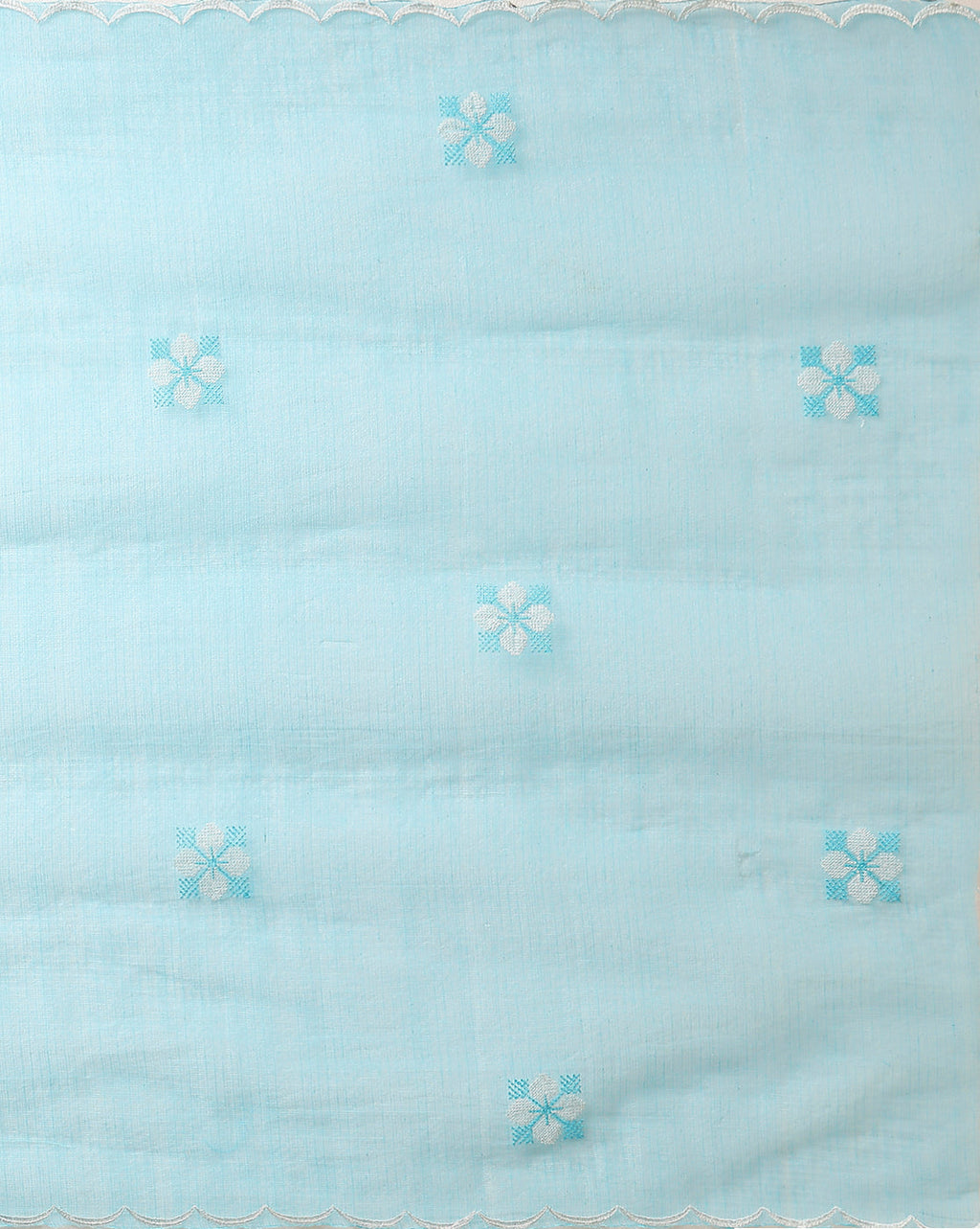 Chikenkari Kota Doria Serene Blue Suit