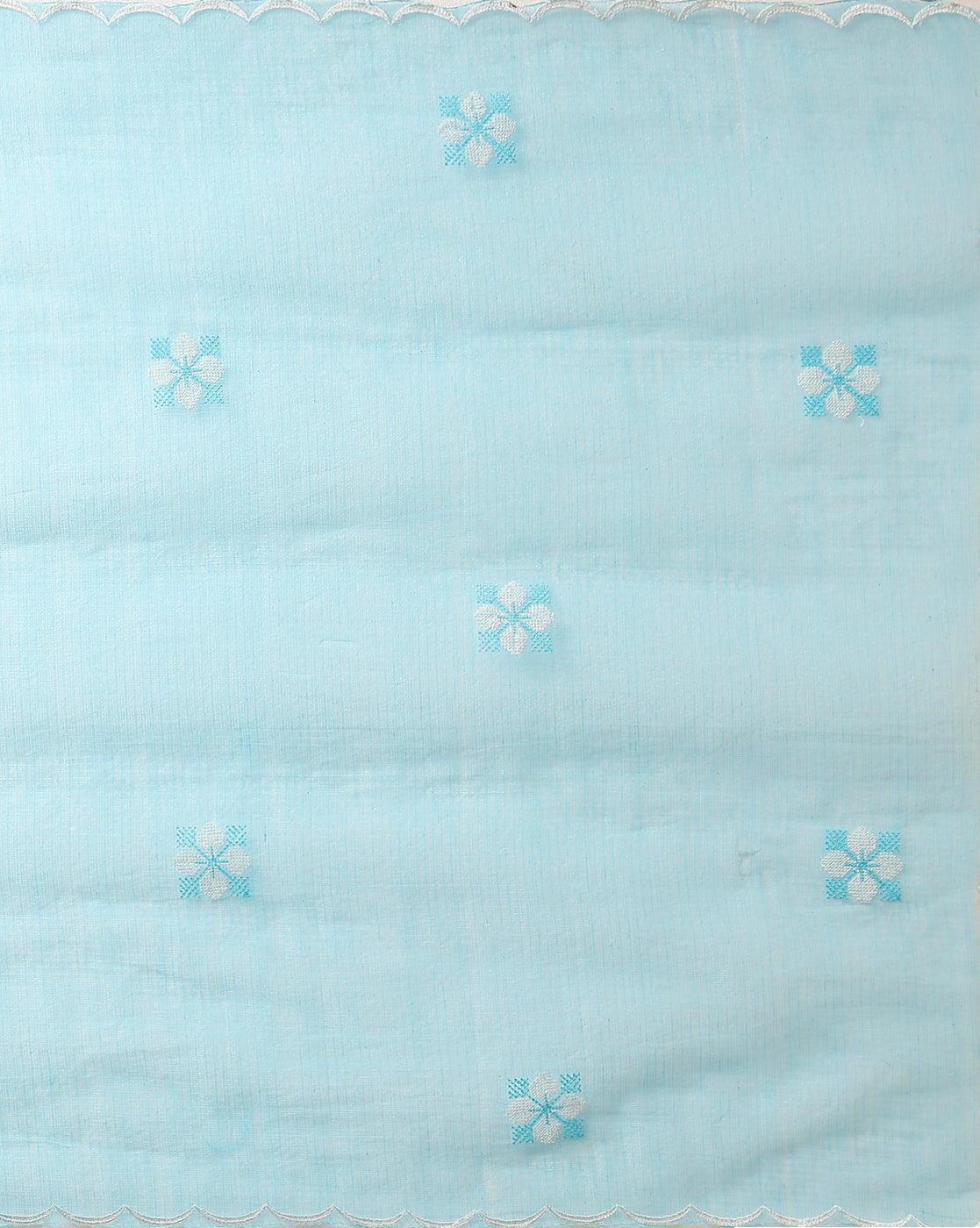 Chikenkari Kota Doria Serene Blue Suit