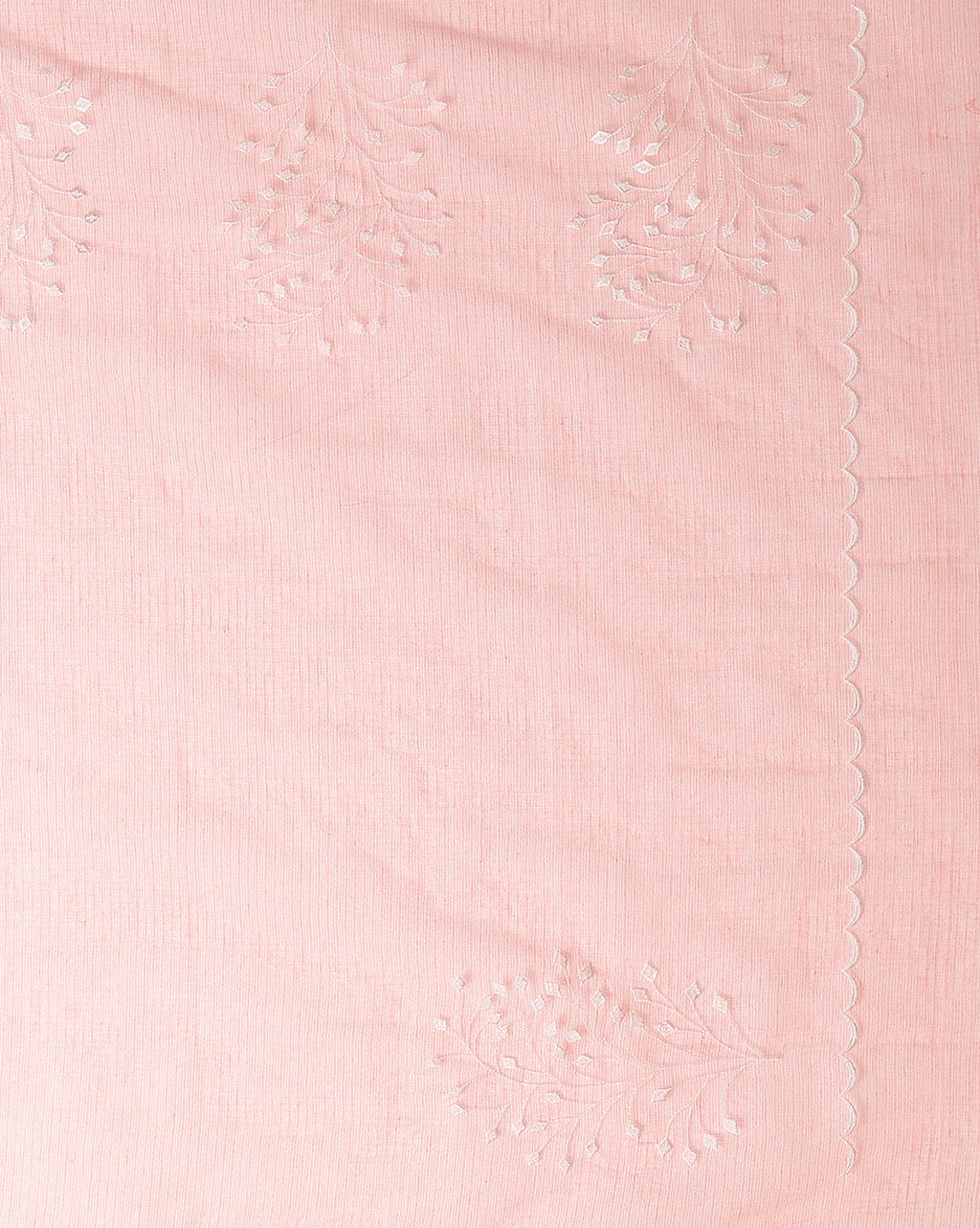 Playful Kota Doria Cotton Bel Embroidery Pink Saree Handdyed