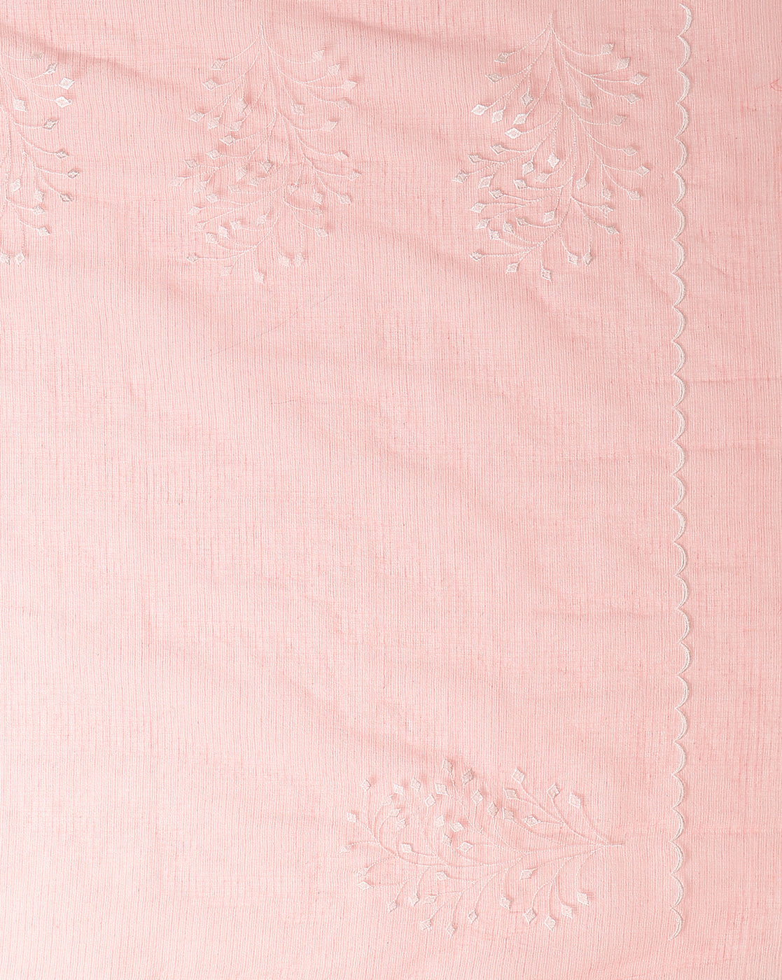 Playful Kota Doria Cotton Bel Embroidery Pink Saree Handdyed