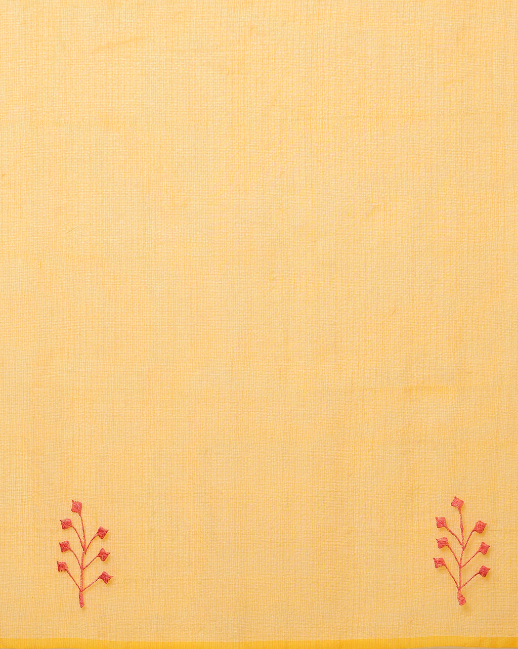 Bold Kota Doria Cotton Bel Embroidery Orange Saree Handdyed