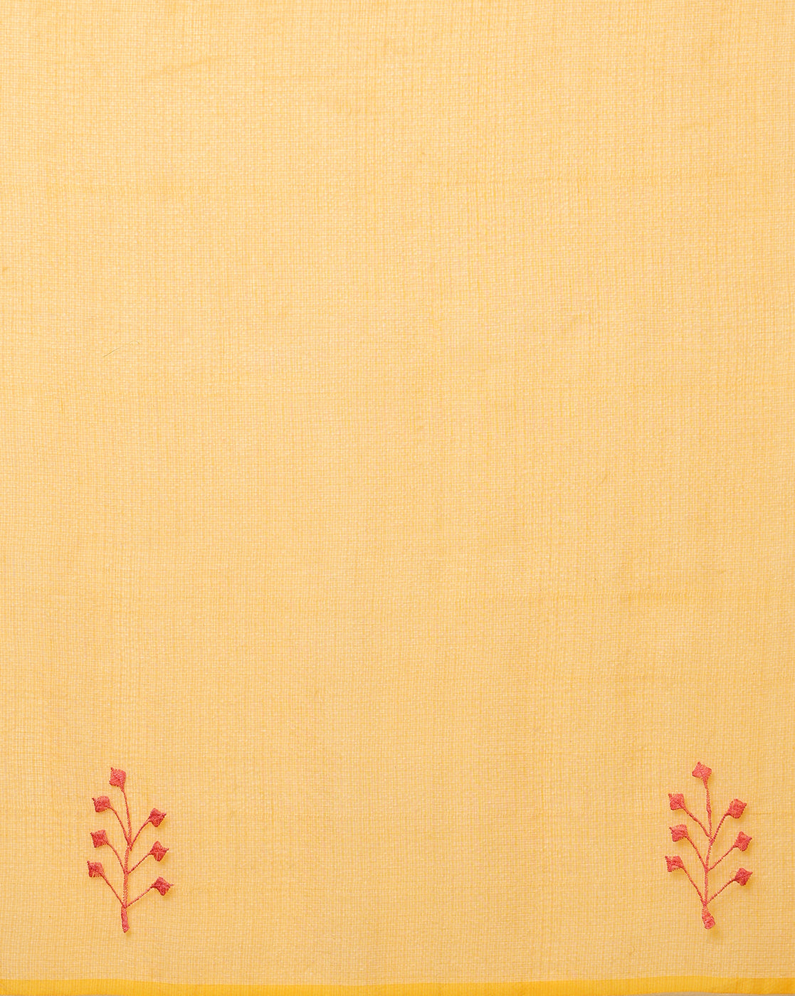 Bold Kota Doria Cotton Bel Embroidery Orange Saree Handdyed