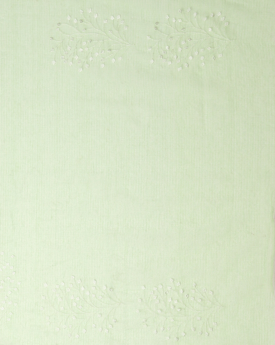 Kota Doria Cotton Bel Embroidery Green Saree Handdyed