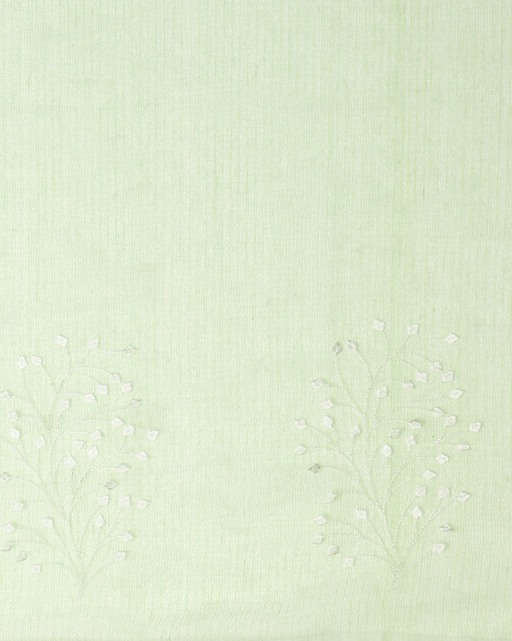 Kota Doria Cotton Bel Embroidery Green Saree Handdyed