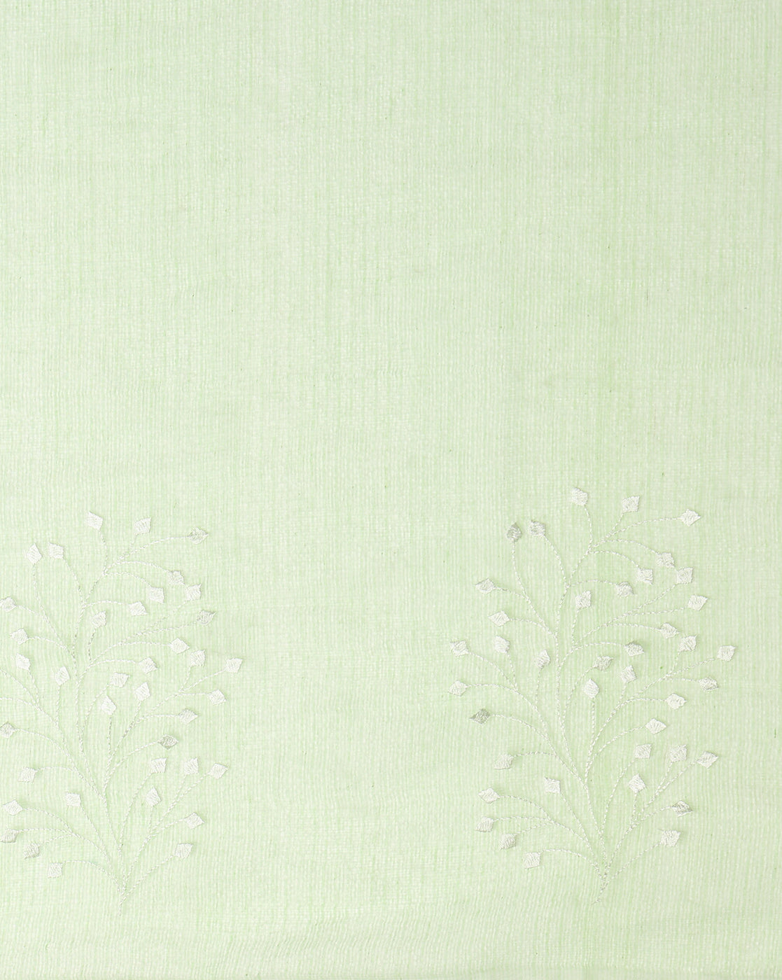 Kota Doria Cotton Bel Embroidery Green Saree Handdyed