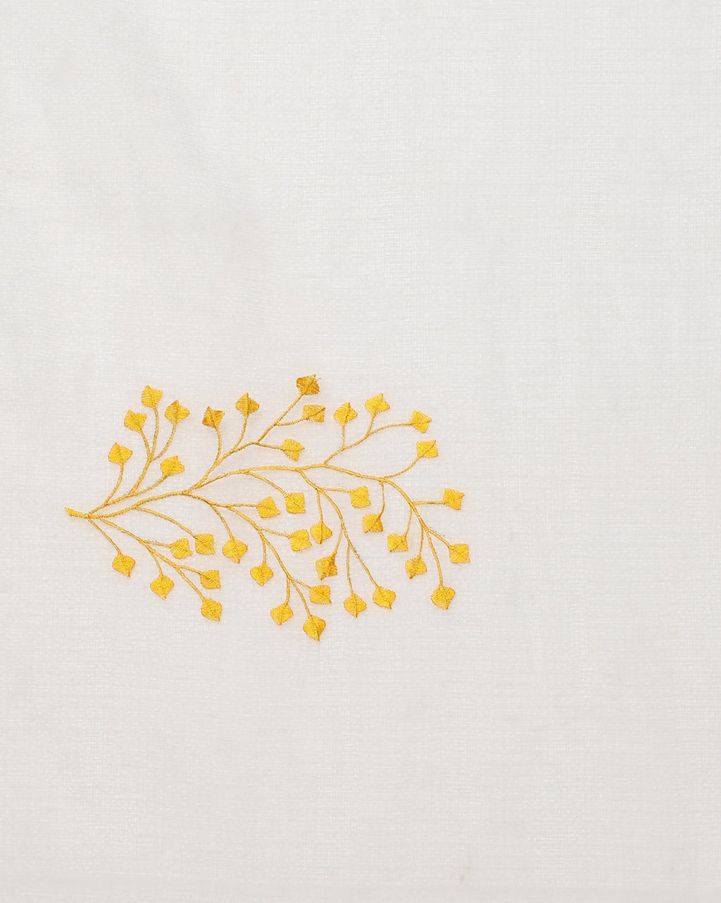 Kota Doria Cotton Bel Embroidery White Saree Handdyed