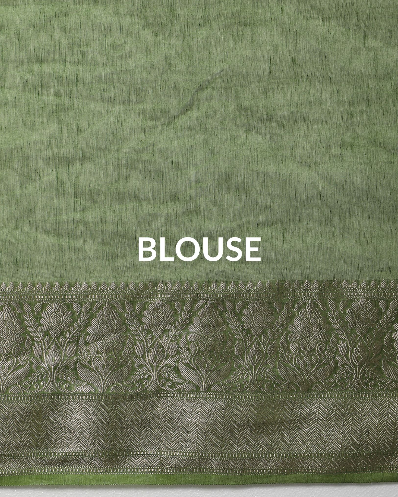 Sparkling Banarasi Silk Linen Green Handloom Saree