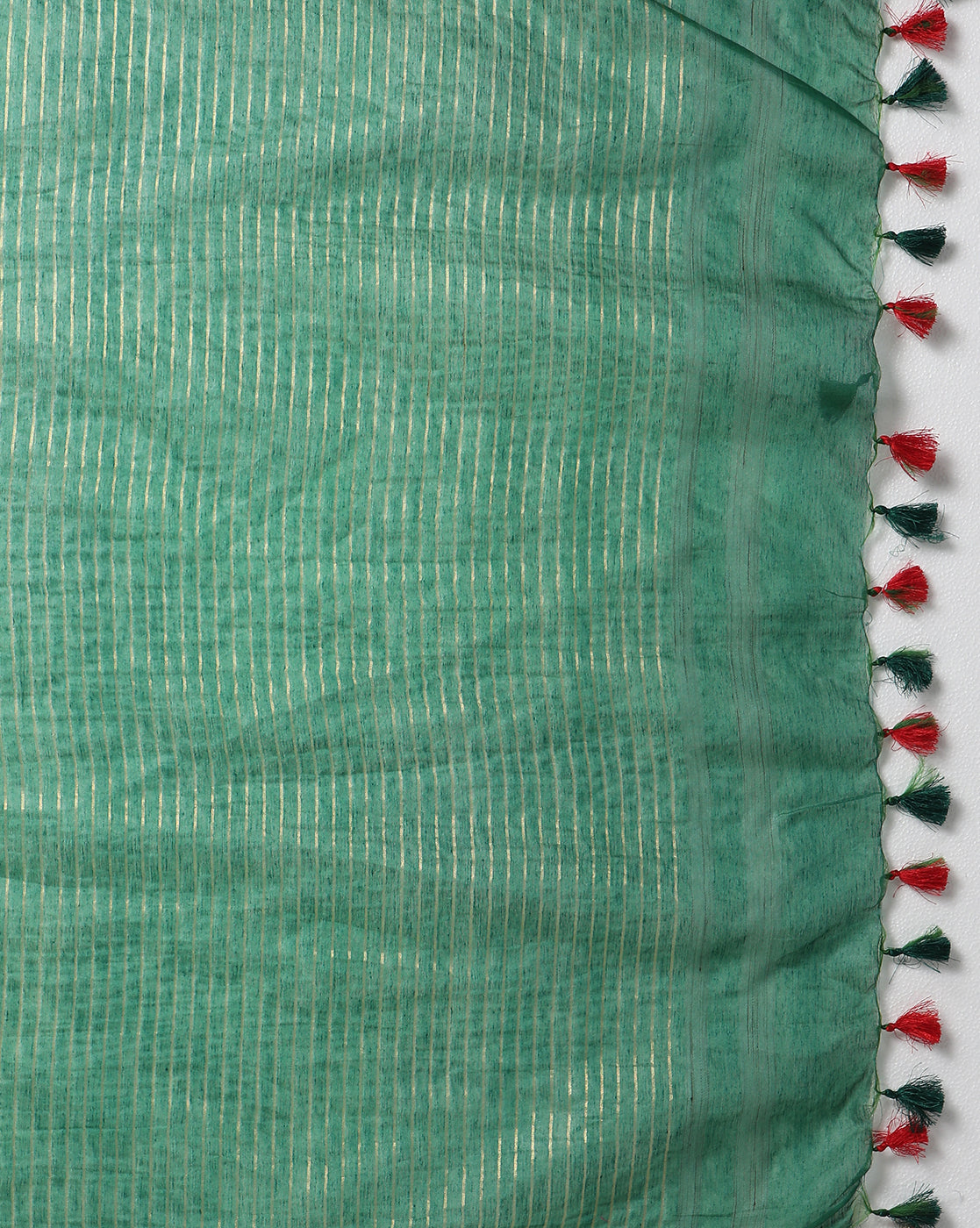 Ornamental Silk Linen Embroidered Green Saree