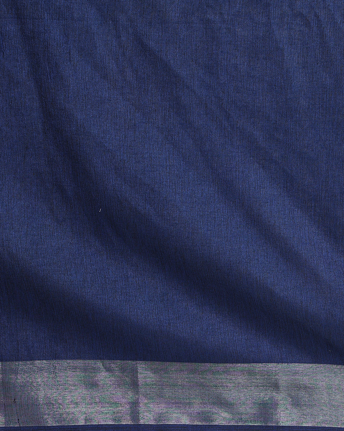 Illuminating Handwoven Pure Linen Green Saree