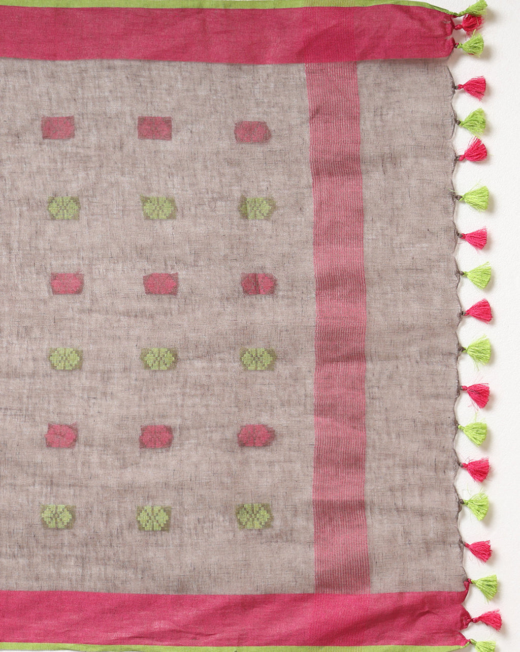 Pure Linen Pastoral Brown Dupatta & Katan Silk Pink Top Set