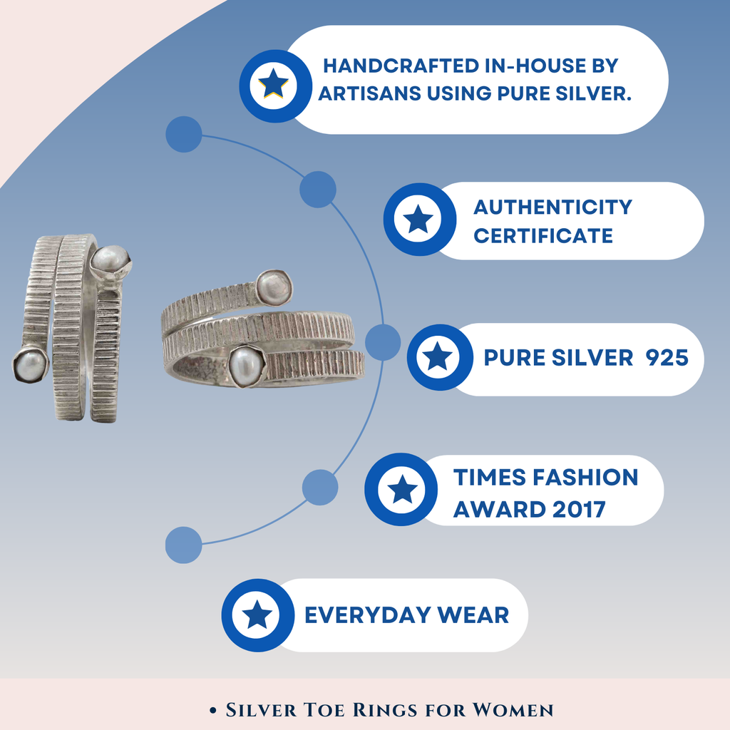 Silver Pearl Toe Ring - By Unniyarcha - Original Manufacturers of Silver Jewelry, Gold Plated Jewellery, Fashion Jewellery and Personalized Soul Bands and Personalized Jewelry