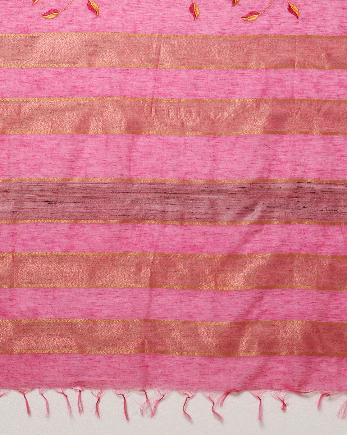 Poised Eri Tussar Silk Embroidered Pink Saree