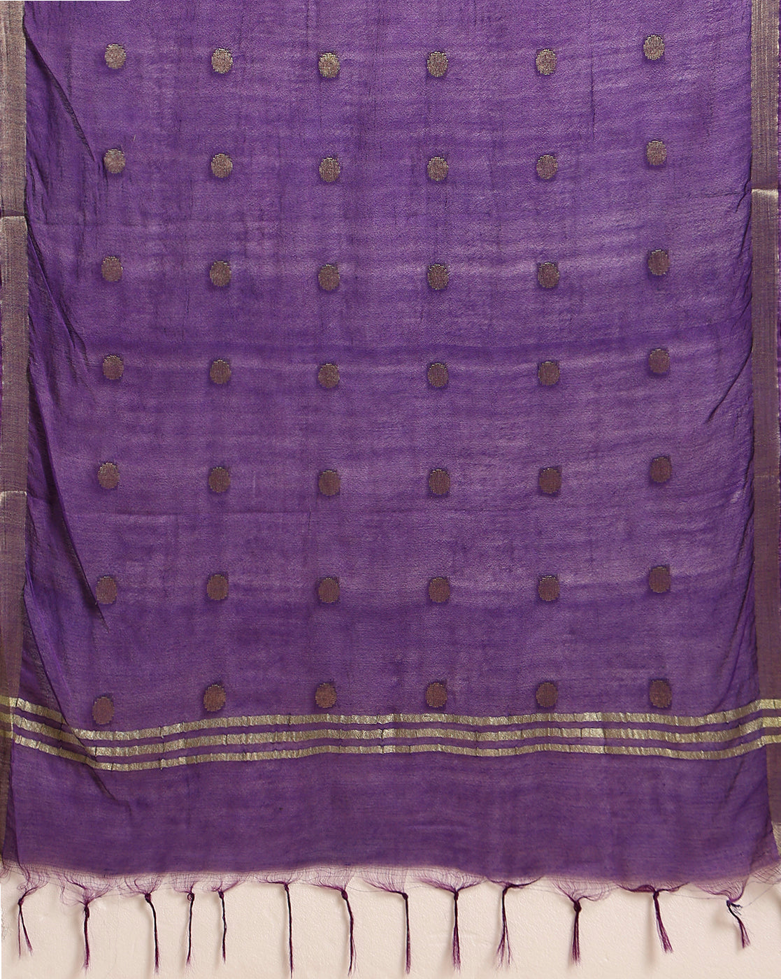 Silkmark Tussar Beige Top Katan Silk Purple Dupatta