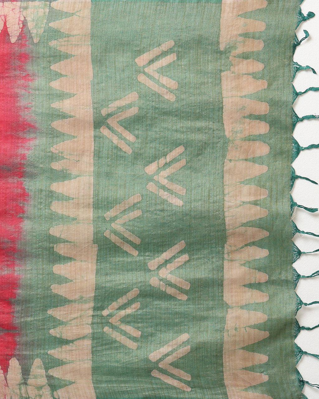 Khadi Cotton Batik Handblock Print Green  Suit Piece with Bottom and Dupatta-Indiehaat