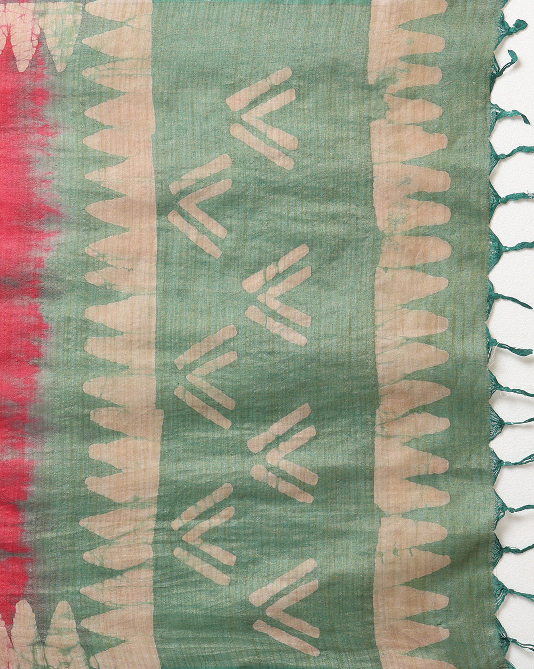 Khadi Cotton Batik Handblock Print Green  Suit Piece with Bottom and Dupatta-Indiehaat