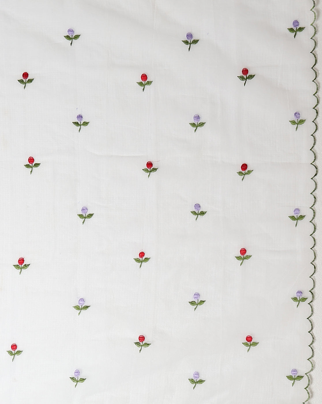 Kota Doria White Saree Allover Embroidery Handcrafted