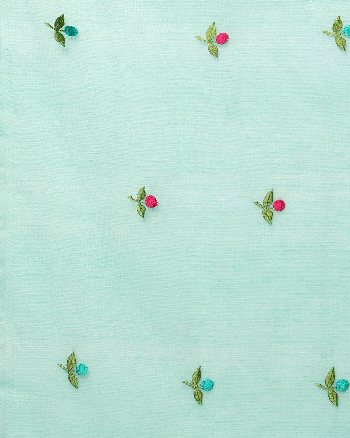 Kota Doria Blue Saree Allover Embroidery Handcrafted
