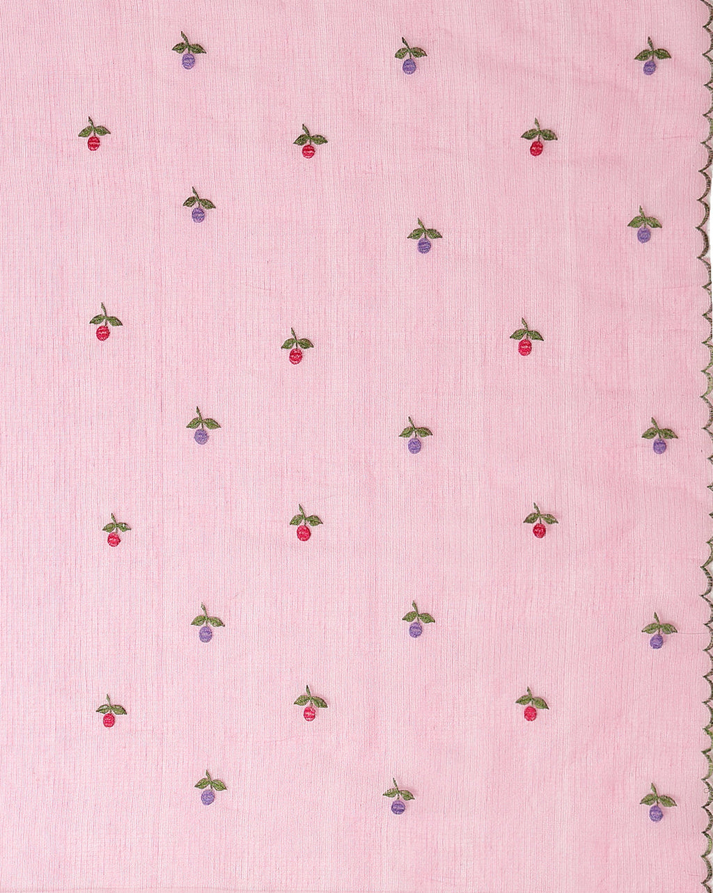 Kota Doria Chic Pink Saree Allover Embroidery Handcrafted