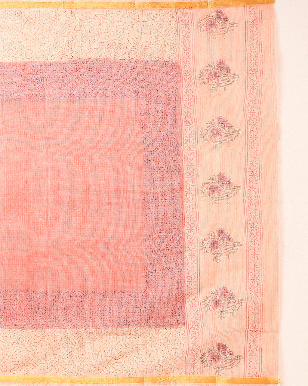Unique Kota Doria Red Blockprinted Suit (Top+Dupatta+Bottom)