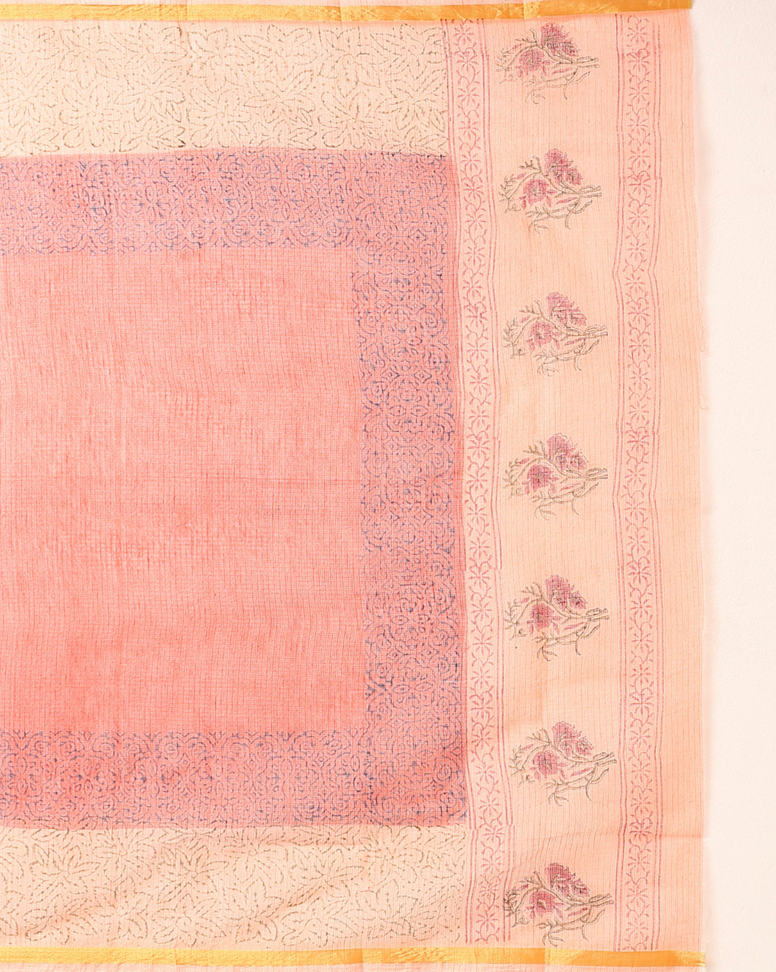 Unique Kota Doria Red Blockprinted Suit (Top+Dupatta+Bottom)