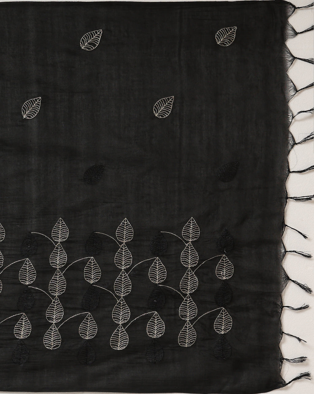 Katan Silk Embroidered White & Black Suit