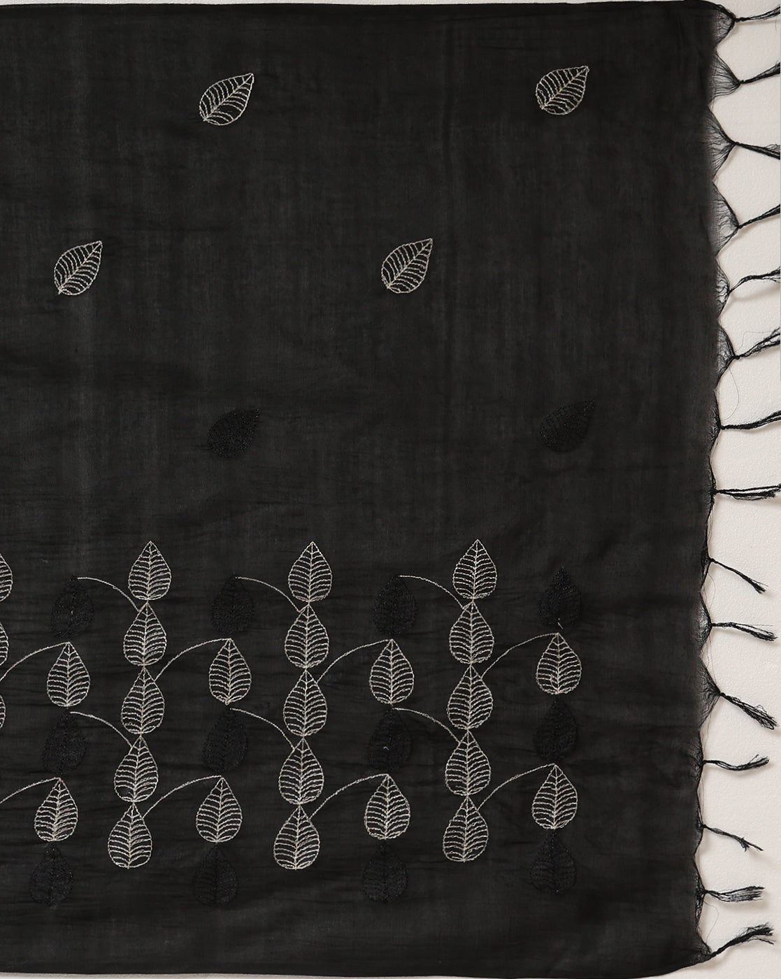 Katan Silk Embroidered White & Black Suit