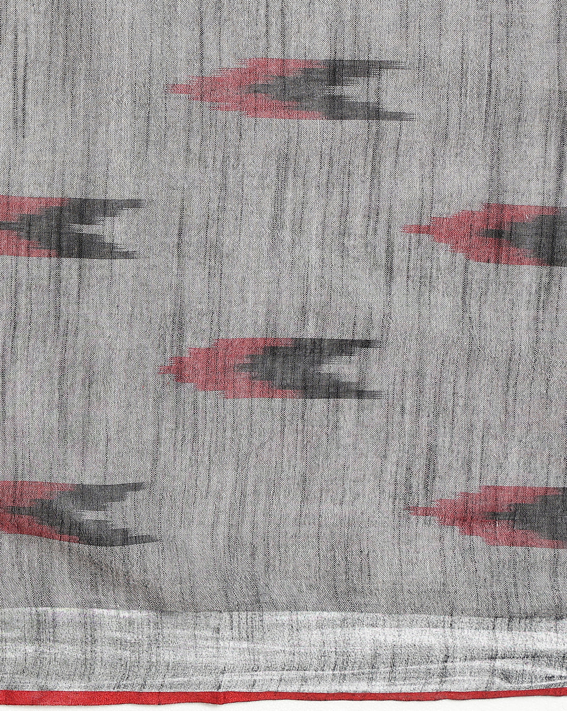 Soft Ikkat Slub Linen Handloom Gray Saree