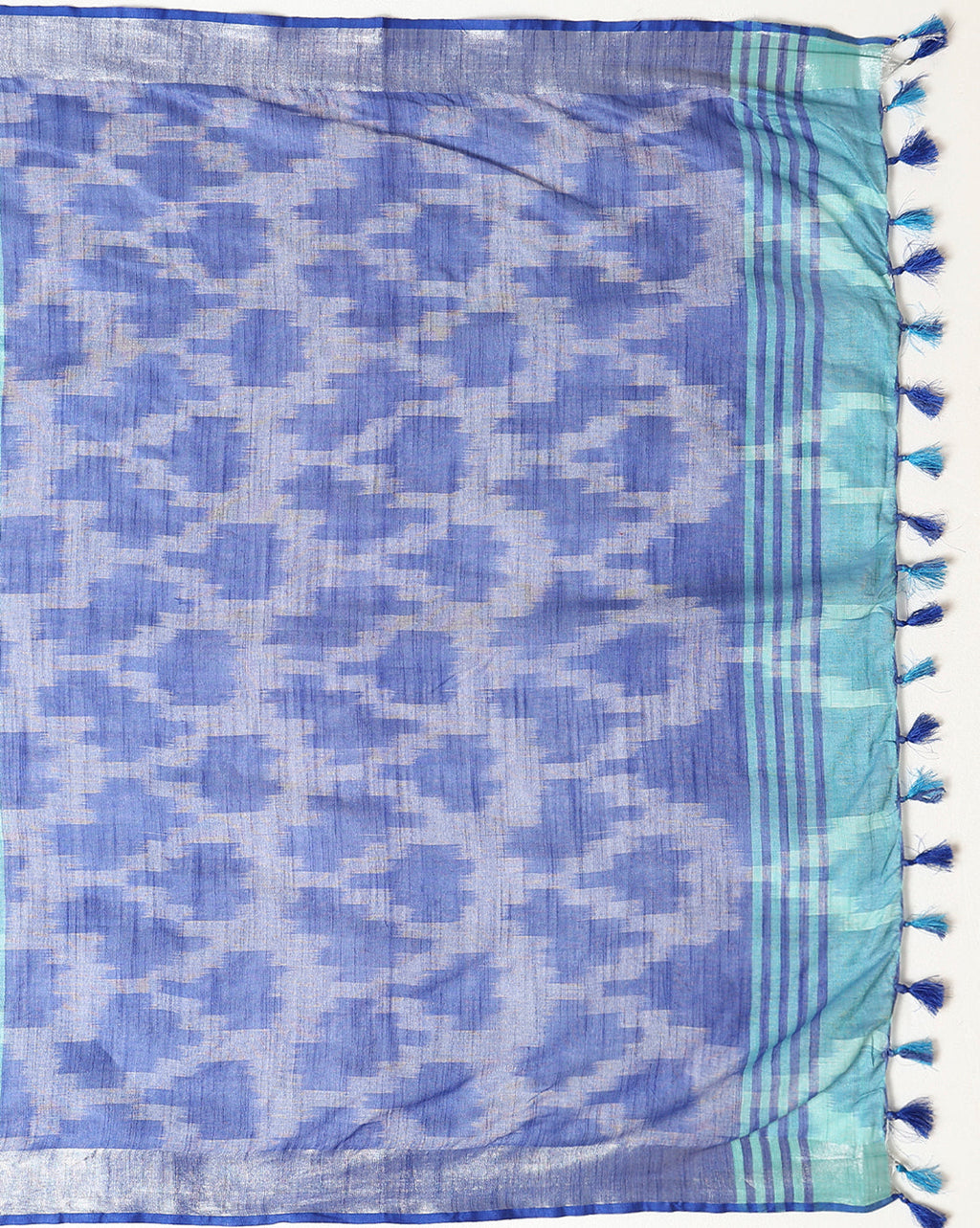 Crisp Ikkat Slub Linen Handloom Blue Saree