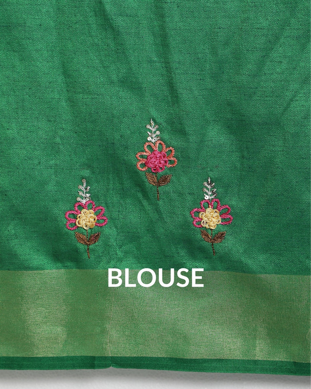Beautiful Pure Linen Floral Embroidered Biege Saree