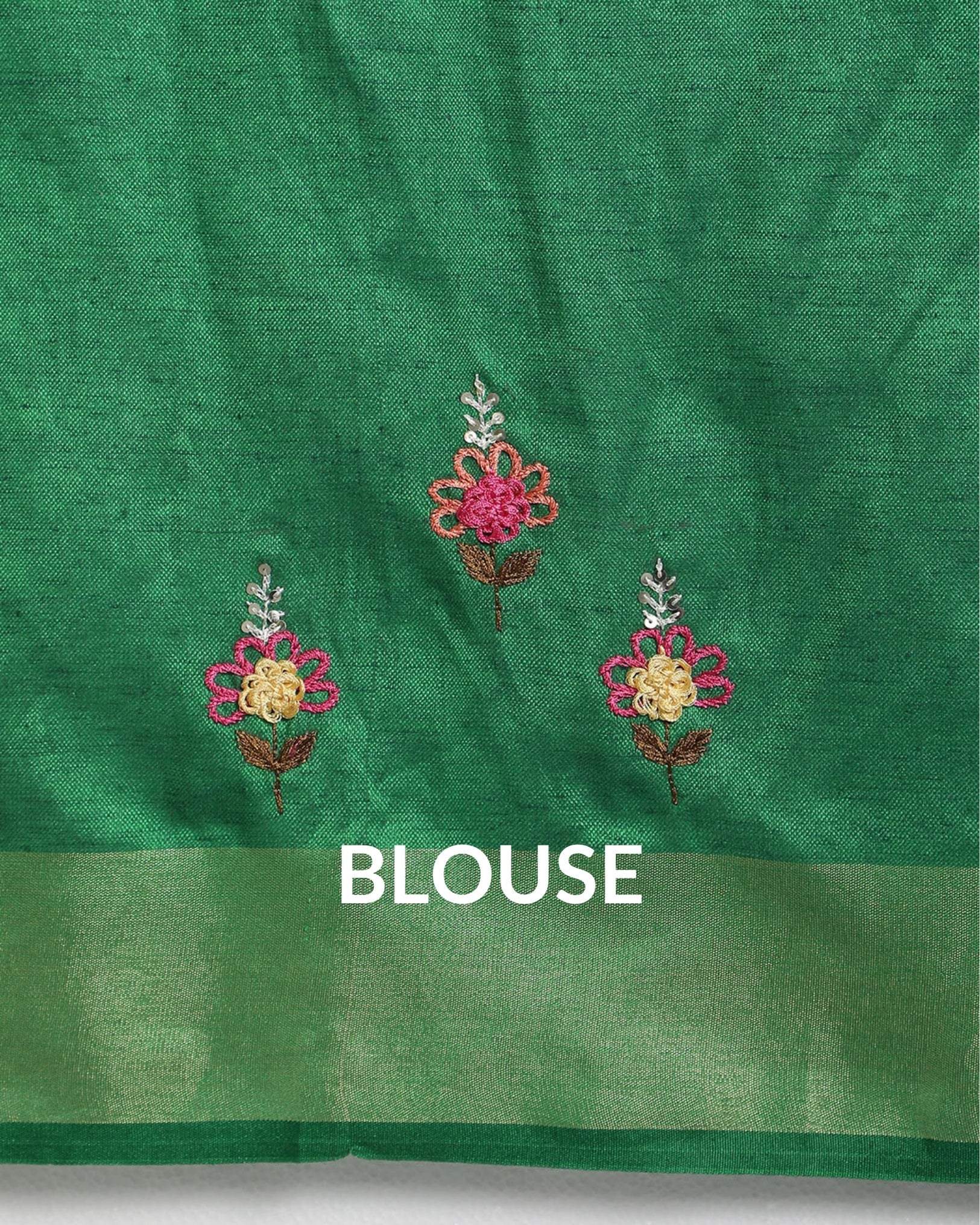 Beautiful Pure Linen Floral Embroidered Biege Saree