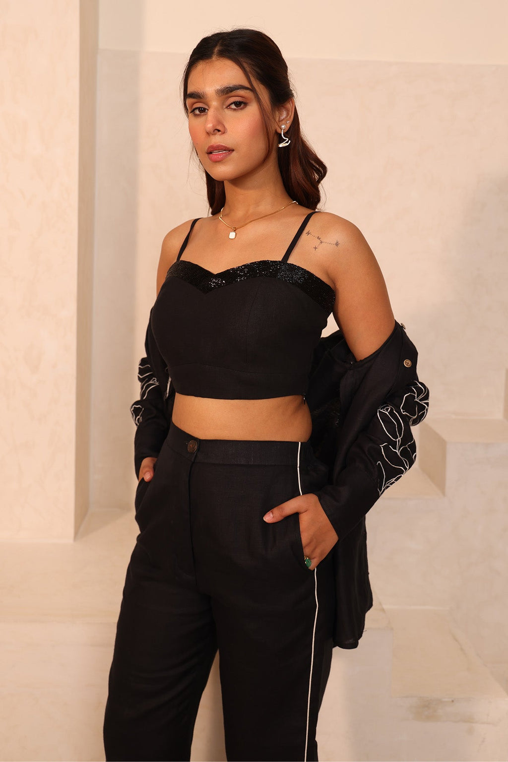 Stardust Co-ord Set - 100% Hemp Black