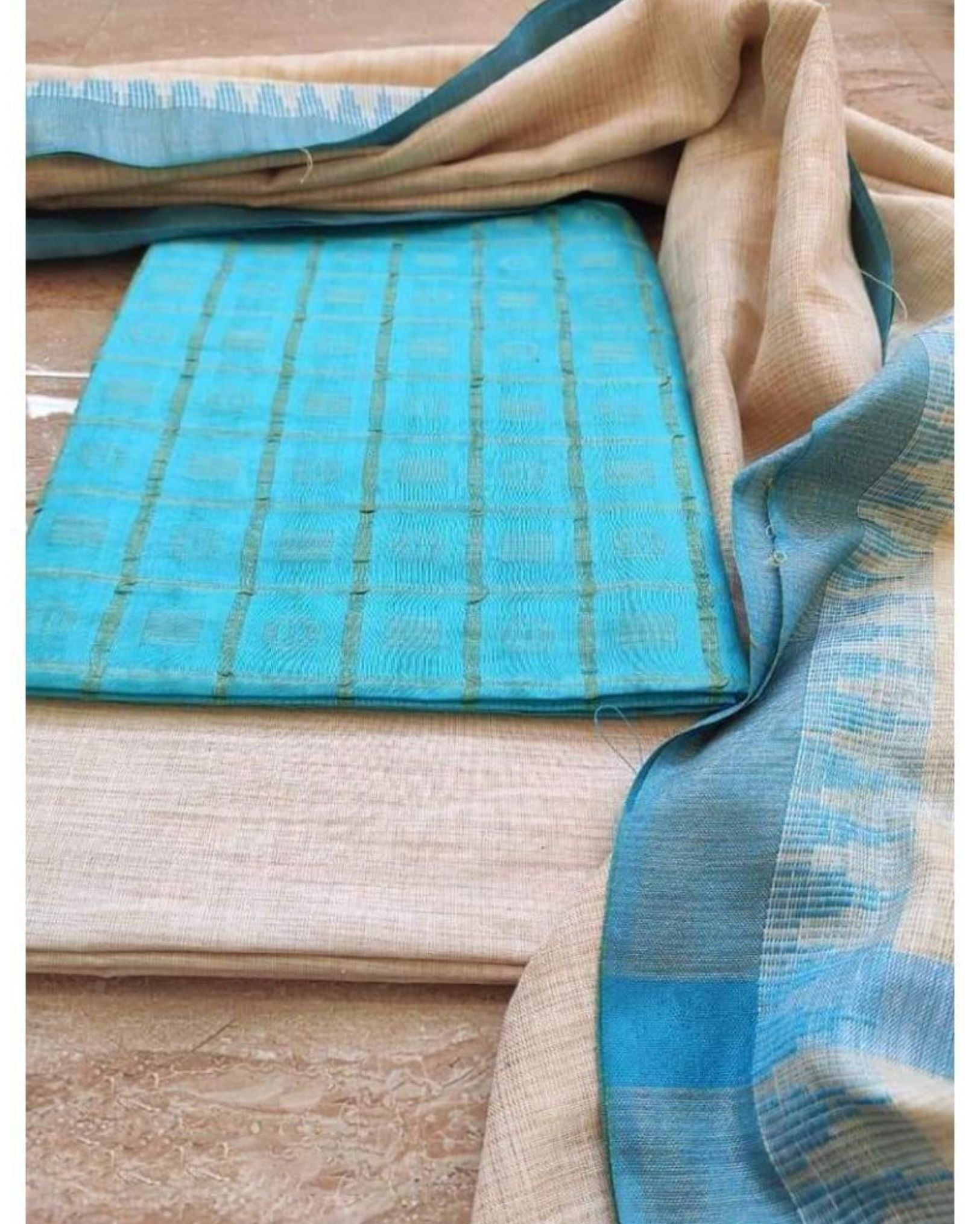 Timeless Khadi Cotton Handcrafted Blue Suit