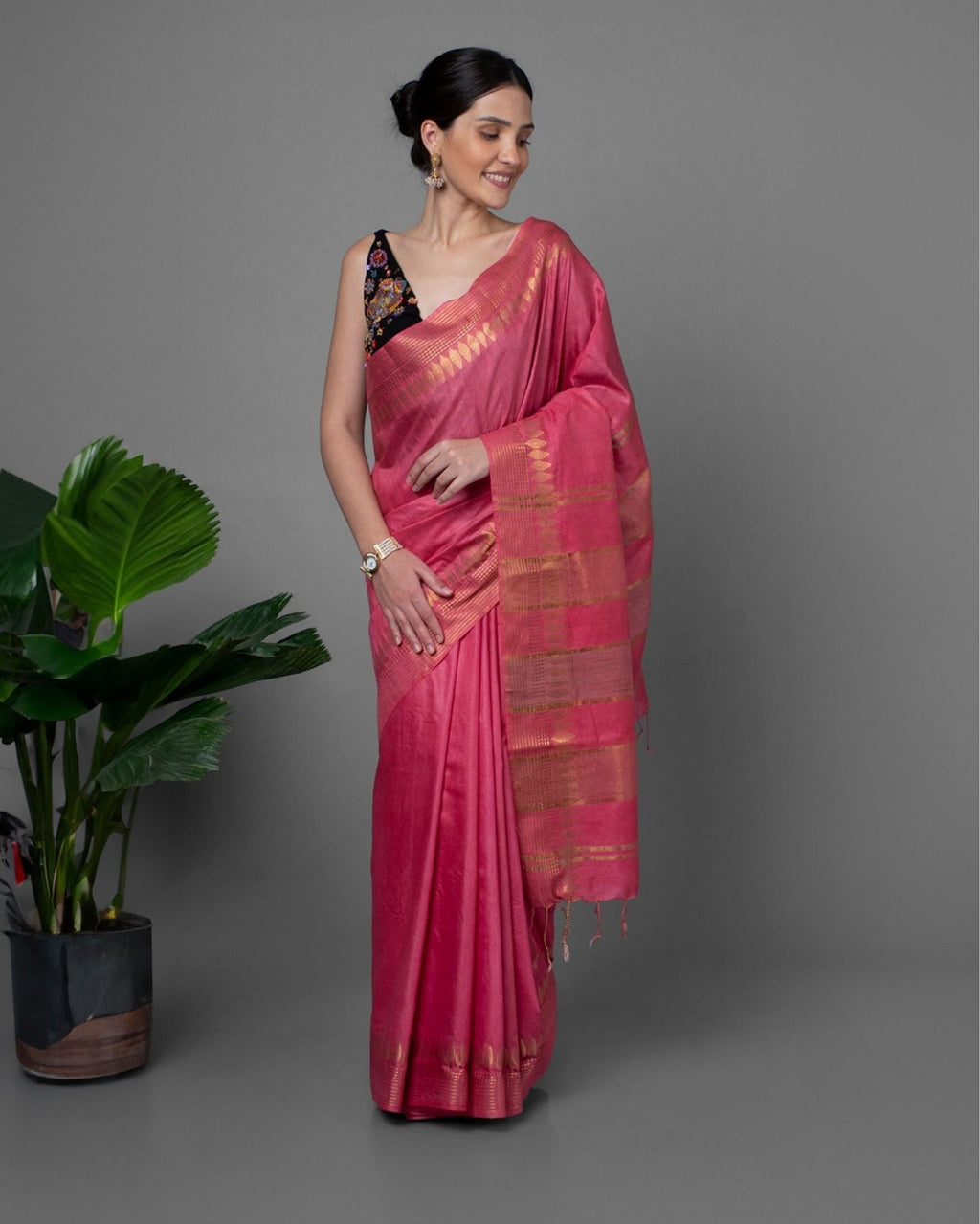 Handcrafted Precious Kota Silk Pink Jacquard Saree