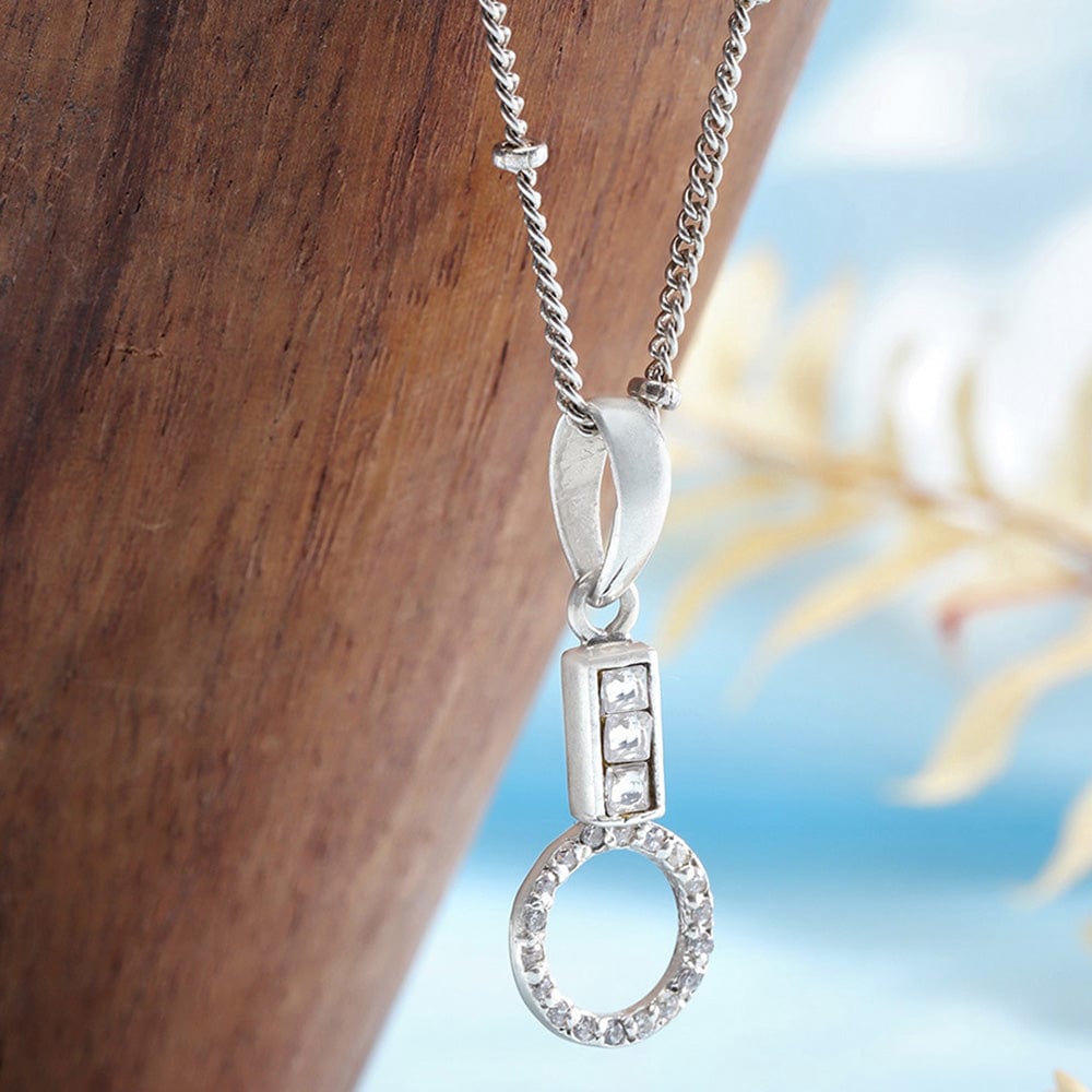 92.5 Silver Round Zircon Necklace