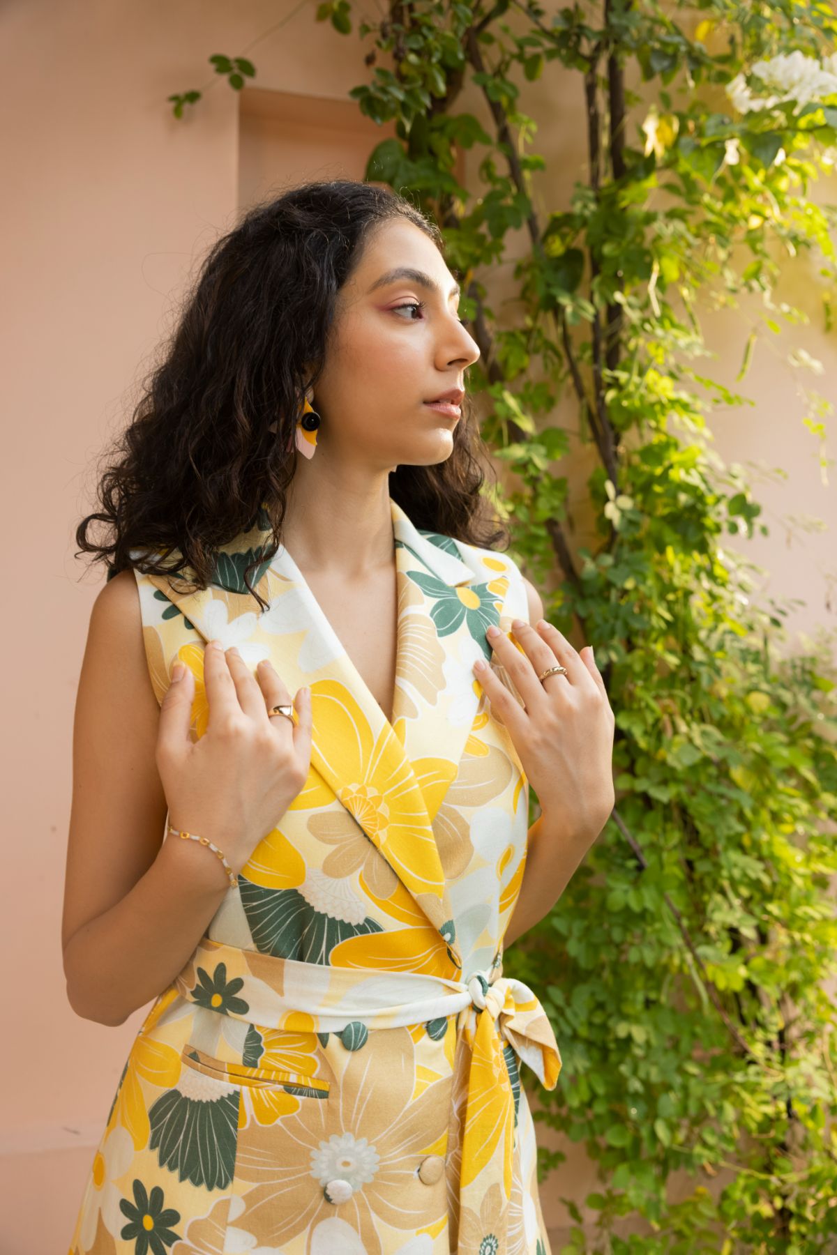 Wild Buds Half Blazer - Mosaic Yellow Print