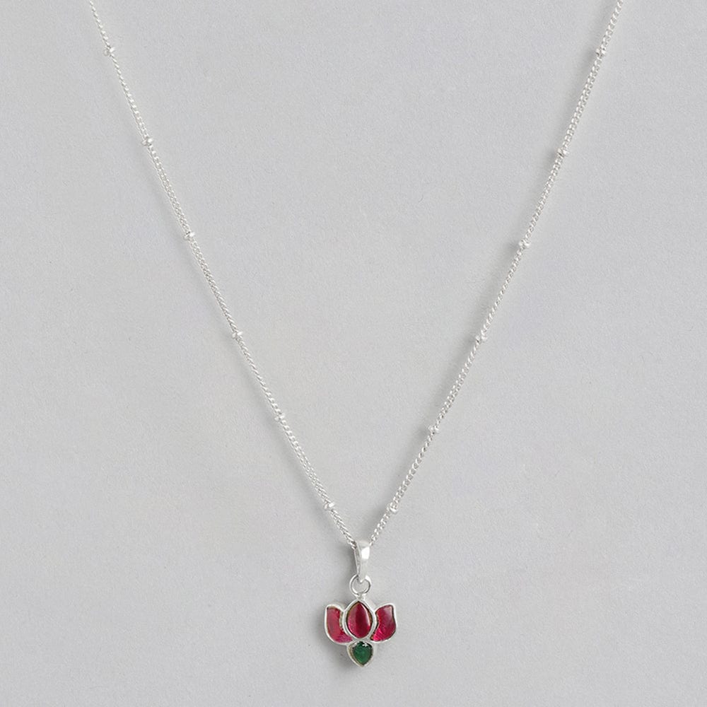 92.5 Silver Kundan Lotus Necklace