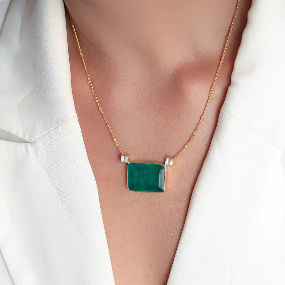 Silver Green Necklace