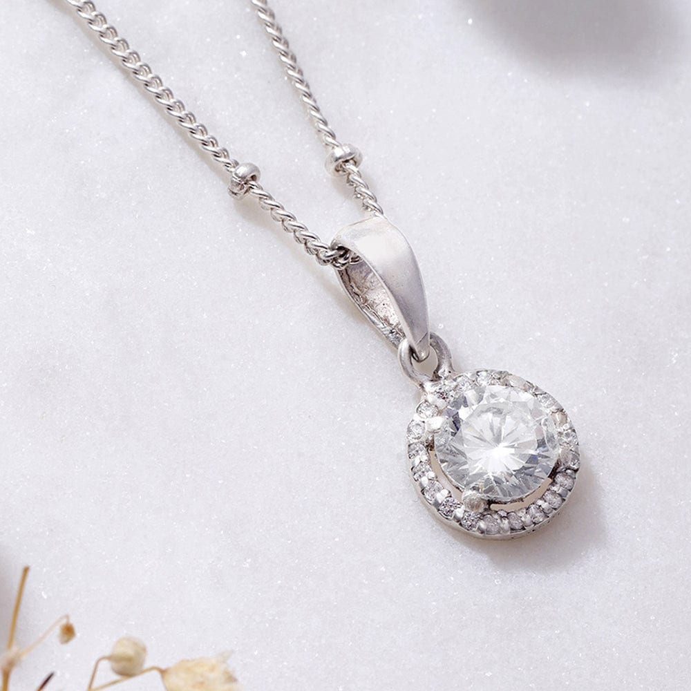 92.5 Silver White Zircon Loop Necklace